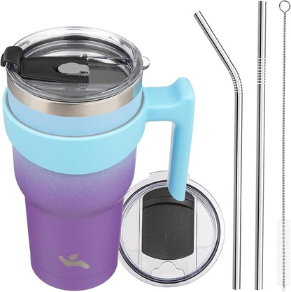 Konokyo 30 oz Tumbler with Handle and Straw, Insulated Travel Mug | Ocean by Konokyo