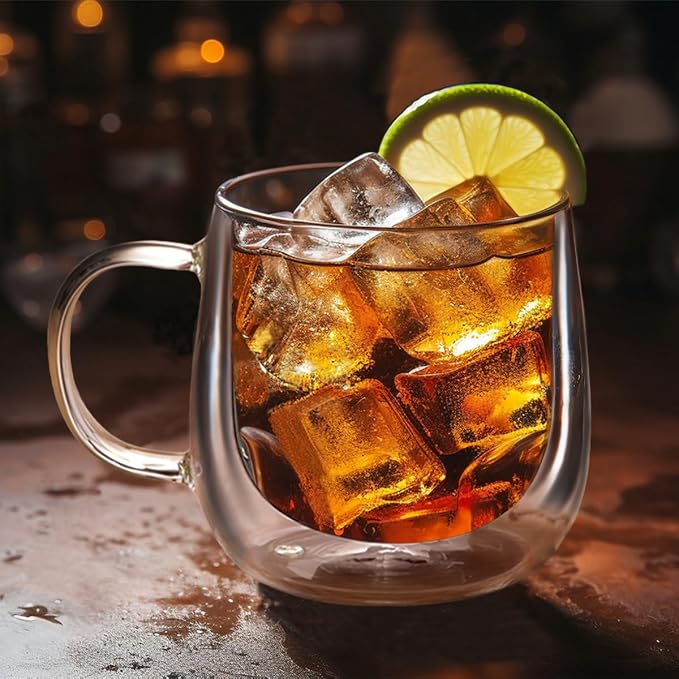Large Double Walled Glass Coffee Mugs Beer Cups 24oz set of 2, Insulated Clear - Image 3