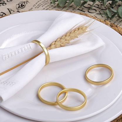 Cuff Brushed Gold Napkin Rings Set of 8, Circle Napkin Buckles Holder - Image 2
