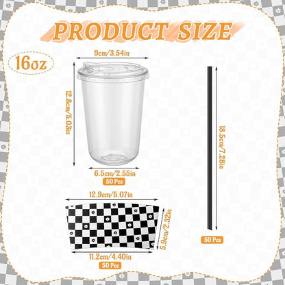 50 Sets 16 Oz Clear Plastic Coffee Cups - Image 2