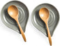 LAUCHUH Ceramic Spoon Rest for Stove Top, Large Spoon Holder, Spoon Rest for Kitchen Counter, Spoons, Ladles, Tongs, Christmas, Farmhouse Kitchen Decor, Spatula Holder Set of 2, Grey