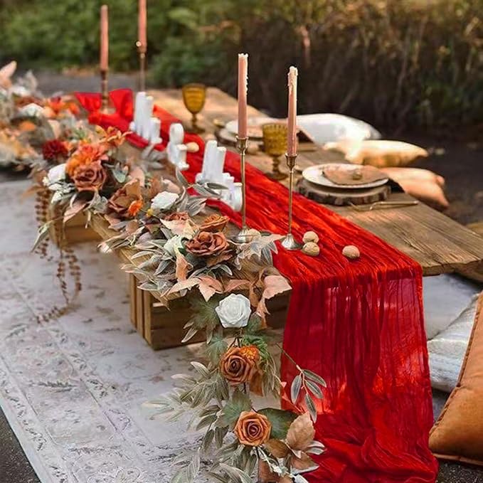 6Pack Red Cheesecloth Table Runner, 17 x 108 inch Sheer Red Table Runner | Boho - Image 8