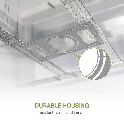 ASD New Construction Mounting Plate with Symmetric Round Hole - 8-10-12" Flat Steel Rough-in Wafer Light Bracket, LED Recessed Lighting Housing, 6 Pack