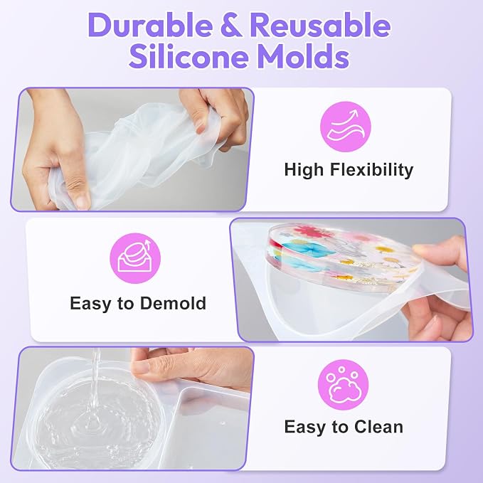 HeyClear Coaster Resin Molds Silicone - Image 6