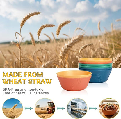 PYRMONT Large Cereal Bowls 36 OZ Wheat Straw Bowls Set of 8 Alternative Plastic - Image 4
