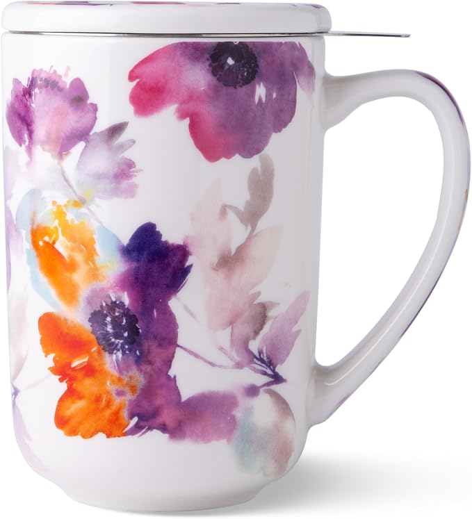 AmorArc Tea Cup With Infuser and Lid, 18oz Loose Leaf Tea Mug With Steeper | by AmorArc