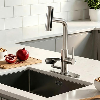 Waterfall Kitchen Faucet with Pull Down Sprayer & Glass Rinser | 4 Adjustable by KAIYING