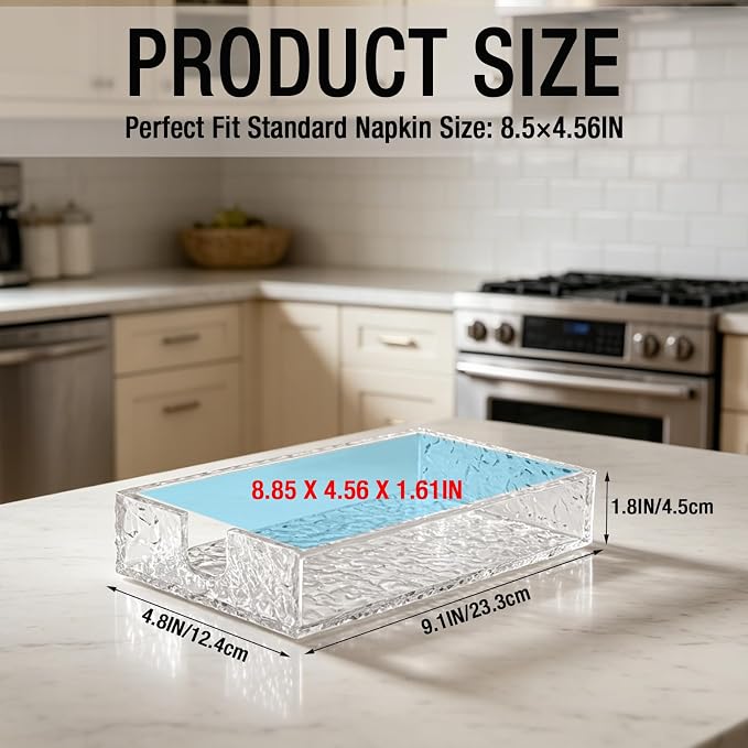 Acrylic Napkin Holder, 9x5.5x1.8 Inch, Paper Towel Holder, Rectangle | Water - Image 6