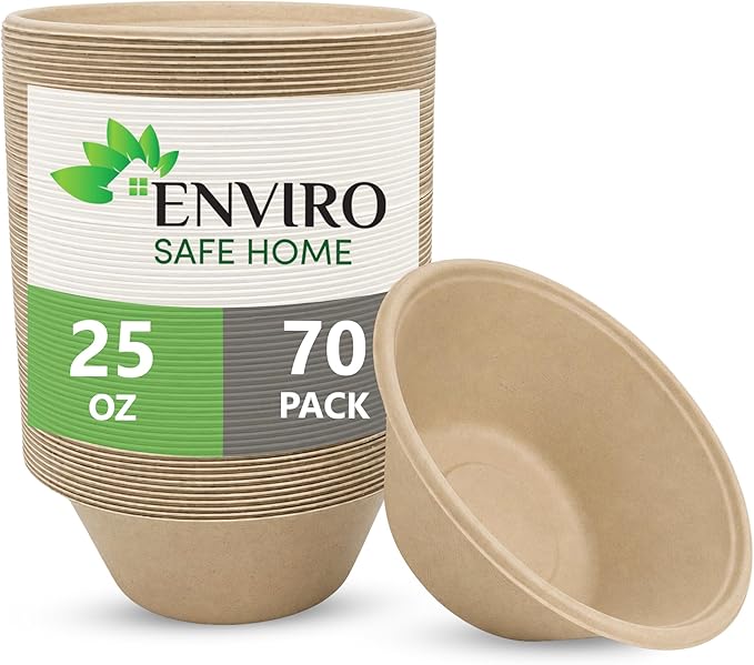 25 oz Bamboo Disposable Bowls by EnviroSafeHome