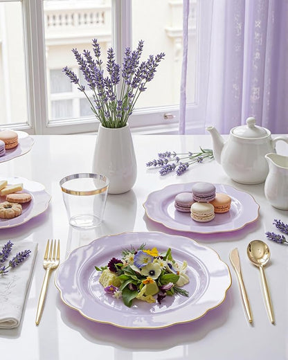 bUCLA 180PCS Purple Plastic Plates - Image 3