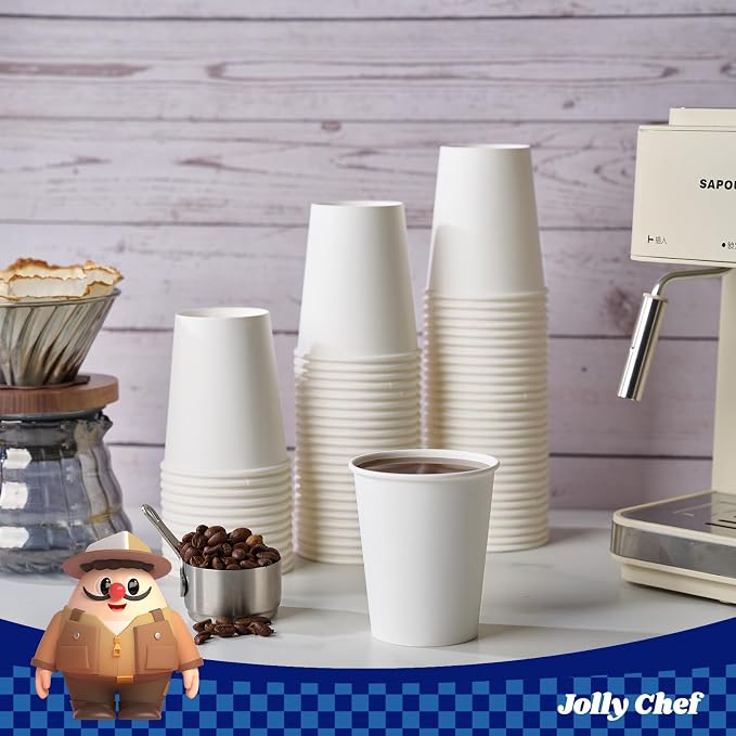 JOLLY CHEF 400 Pack 8 oz Paper Coffee Cups, Water Juice or Tea, Suitable - Image 4