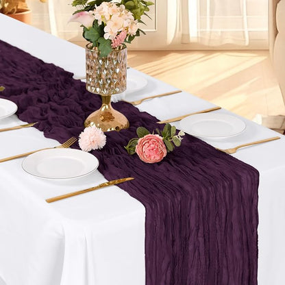 3 Pack Dark Purple Cheesecloth Table Runner, 17 x 108 Inch, Gauze Cheese Cloth - Image 3