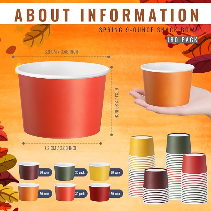 Jingmore Paper Ice Cream Cups 9oz Colored Disposable Dessert Bowls - Image 2