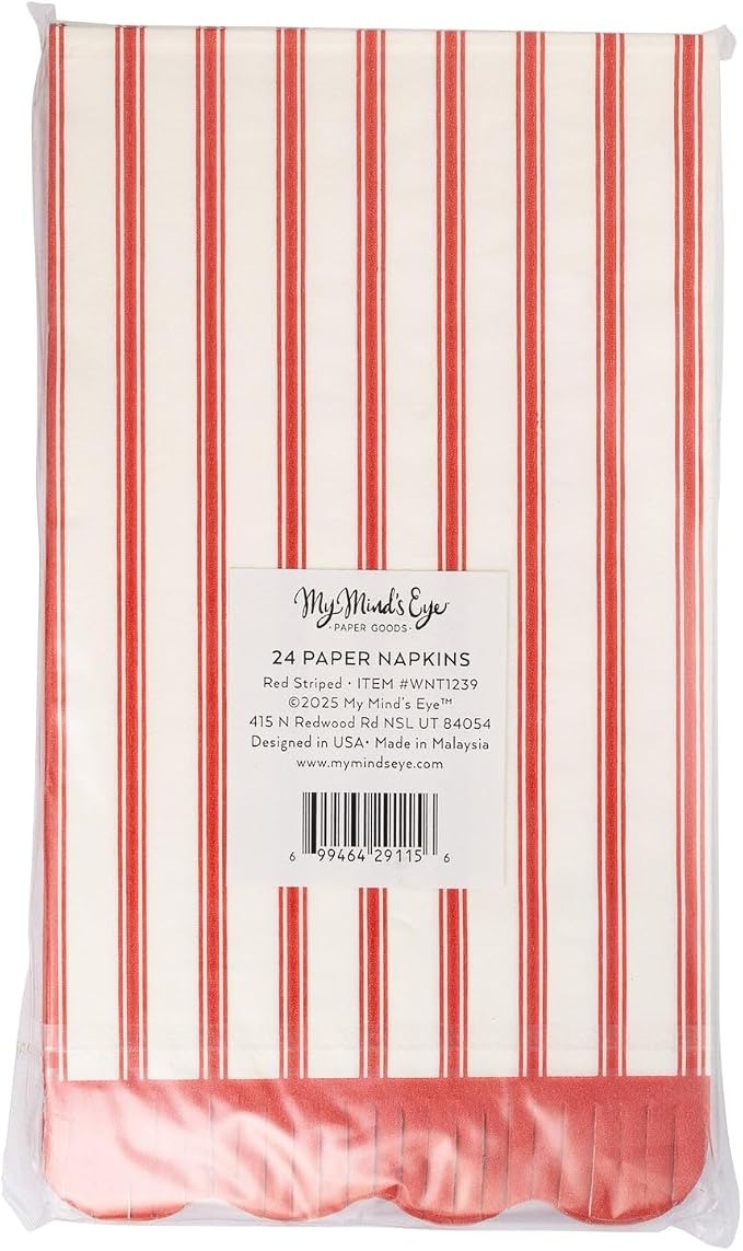 Red Striped Christmas Dinner Napkins, 4.25" x 7.75" Festive Holiday Table Décor - Image 4