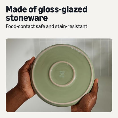Amazon Basics Glazed Stoneware Salad Plates, Ceramic 4-Piece Set, Microwave and - Image 3