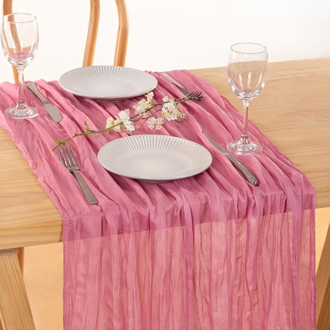 2 Pack Mauve Cheesecloth Table Runner10ft Rustic Sheer Gauze Runner | - Image 5