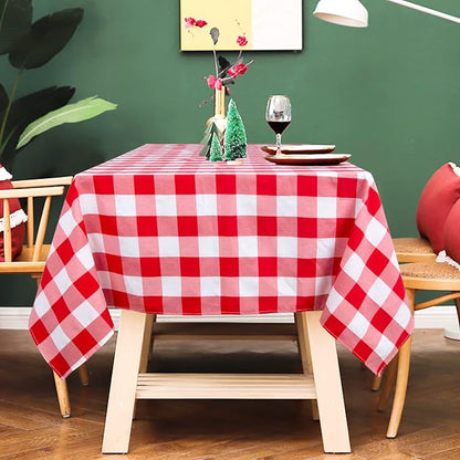 ShinyBeauty Checked Tablecloth Rectangle 54x80-Inch Red and White Buffalo Plaid - Image 3