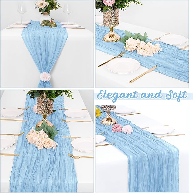 16 Pack Baby Blue Cheesecloth Table Runners 20x120 Inch Gauze Table Runner 10FT - Image 4