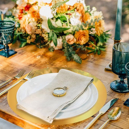 100PCS 13in Round Gold Placemats, Disposable Paper Chargers Plate | Paper - Image 4