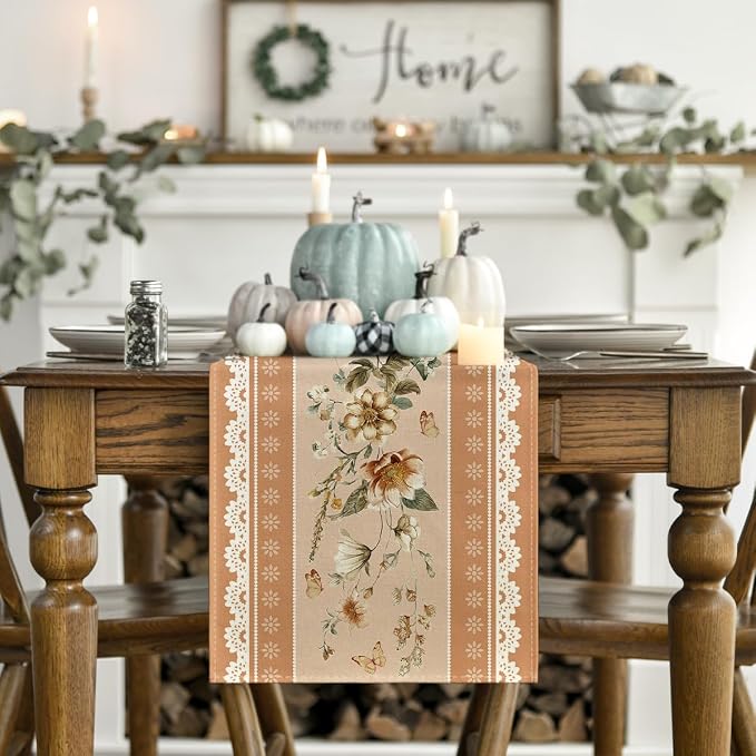 Artoid Mode 210 GSM Fall Table Runner 13x72 Inch Home Party Decor | Orange - Image 2