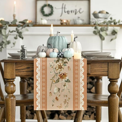 Artoid Mode 210 GSM Fall Table Runner 13x72 Inch Home Party Decor | Orange - Image 2