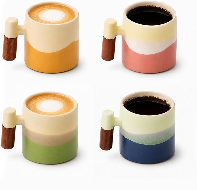 2.5oz Ceramic Espresso Cups, Earthy Colors | Porcelain Espresso Shot Cups Set by Renewrevital