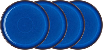 Denby Imperial Set of 4 Coupe Dinner Plate Set, One size, cobalt blue