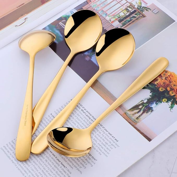 Buyer Star Bouillon Spoon Sets, 7-Inch Round Soup Spoons, Stainless Steel - Image 2