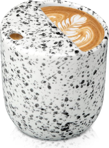 Ceramic Coffee Mug with Sip Hole 10 oz Speckled Pattern Coffee Cup Retro Hand by Ferrochef