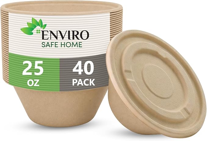 25 oz Bamboo Disposable Bowls by EnviroSafeHome