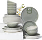 Plates and Bowls Sets for 8, 24 Piece Dinnerware Set for Large Families & Entertaining, Elegant Design, Dishwasher & Microwave Safe, Chip Resistant and Durable, Gray Green