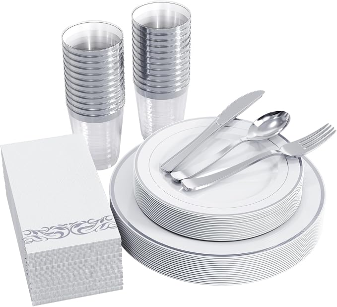 FOCUSLINE 175 Count Silver Dinnerware Set by FOCUSLINE