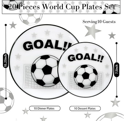 20 White Plastic Soccer Plates, Disposable Plates - Image 2