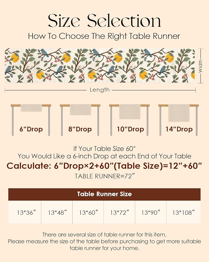Canvas Embroidered Narrow 13"x 90" Table Runner, Lemon Bird | Exquisite - Image 6