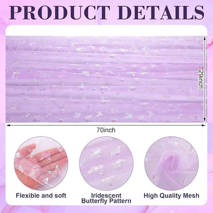 4 Pcs Iridescent Butterfly Table Runner 29 x 70 Inch Purple Glitter Gradient - Image 3