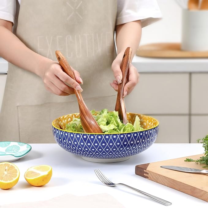 Selamica 9.5" Serving Bowls, 60 OZ Large Salad Bowls Set of 3 - Image 2