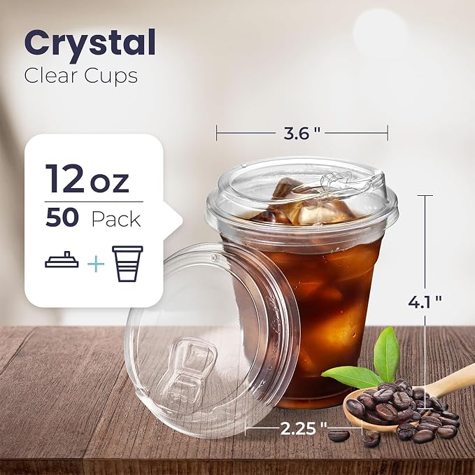 Fit Meal Prep 50 Pack 12 oz Clear Plastic Cups - Image 2