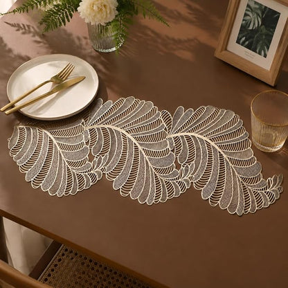 FAVE Table Runner 36 Inches Vinyl Golden Table Runner | Heat Resistant Table - Image 3