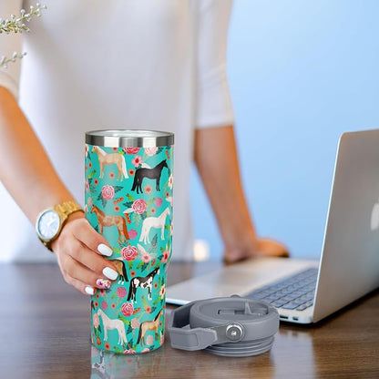30 oz Horse Tumbler with Handle and Flip Straw, Vacuum Insulated Water Bottle - Image 5
