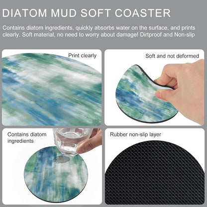 Blue Green Coasters Set of 4, Absorbent Coasters - Image 9
