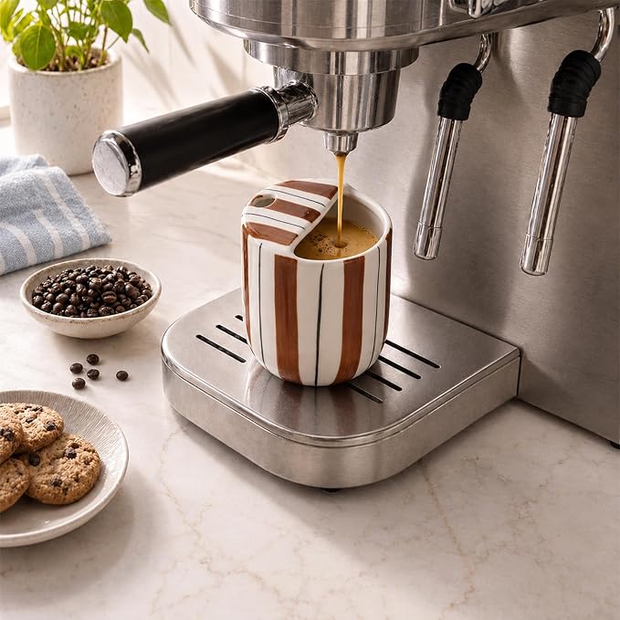 1 Pcs Ceramic Mug with Sip Hole 10 oz Novelty Brown Black Striped Coffee Mug - Image 5