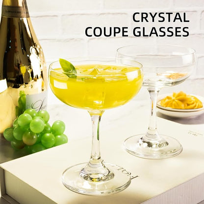Champagne Glasses Set of 6-7oz Elegant Coupe Glasses, Crystal Cocktail Glasses - Image 3