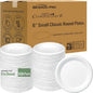 Small Compostable Heavy Duty Disposable Paper Plates, 600 Count | 6 Inch Round | Natural Bagasse, White Biodegradable Eco-Friendly Sugarcane Sandwich, Cake, Snack Dessert Tray