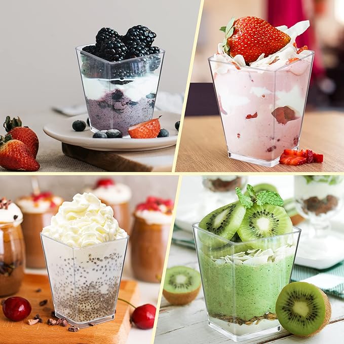 Eupako 100 Pack 5 oz Square Clear Plastic Dessert Cups Small Clear Plastic - Image 5