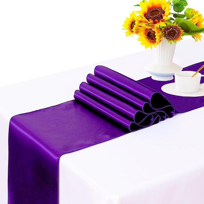 Pack of 10 Satin Purple Table Runners 12 x 108 Inches - Image 2