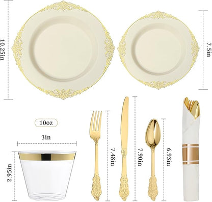 Bestluck 350PCS Ivory Disposable Dinnerware - Image 2