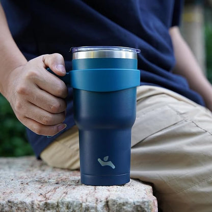 Konokyo 30 oz Tumbler with Handle and Straw, Insulated Travel Mug | Sky; - Image 7
