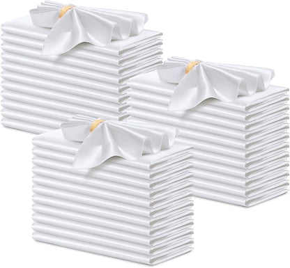 P Pothuiny 50 Pcs White Satin Napkins 17 x 17 Inch, Satin Cloth Napkins | by P+Pothuiny