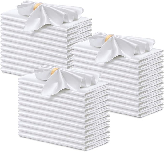 P Pothuiny 50 Pcs White Satin Napkins 17 x 17 Inch, Satin Cloth Napkins | by P+Pothuiny