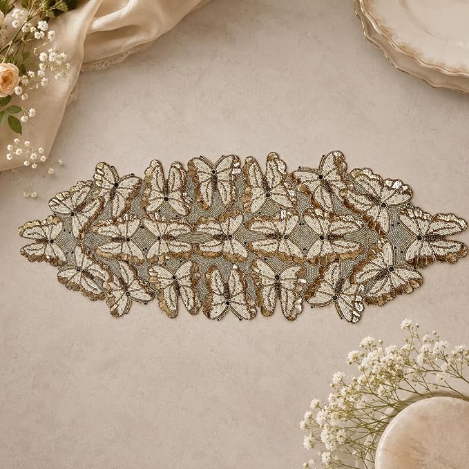 Handmade Beaded Table Runner 13 x 36 Inch, Elegant Dining Table Décor - Image 2